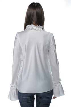 Camasa Nova, one size, alba, satinata, cu volane si funda - imagine 4