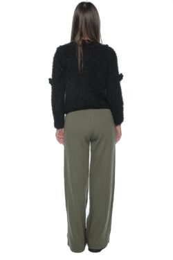 Pantaloni Anda, one size, kaki, tricotati, croiala dreapta, cu talie inalta - imagine 3