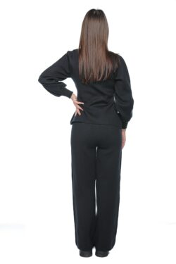 Compleu Elix, one size, negru, din doua piese, cu pantalon si bluza cu nasturi aurii - imagine 5